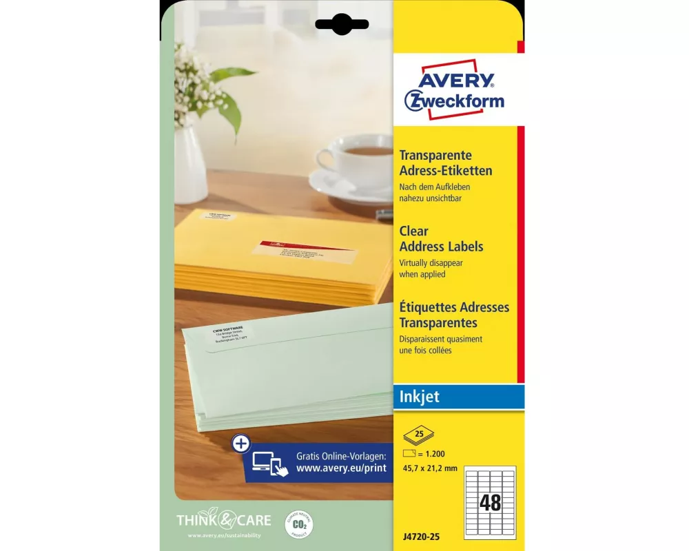 Avery Zweckform Adressetiketten 45.7 x 21.2 mm, 25 Blatt