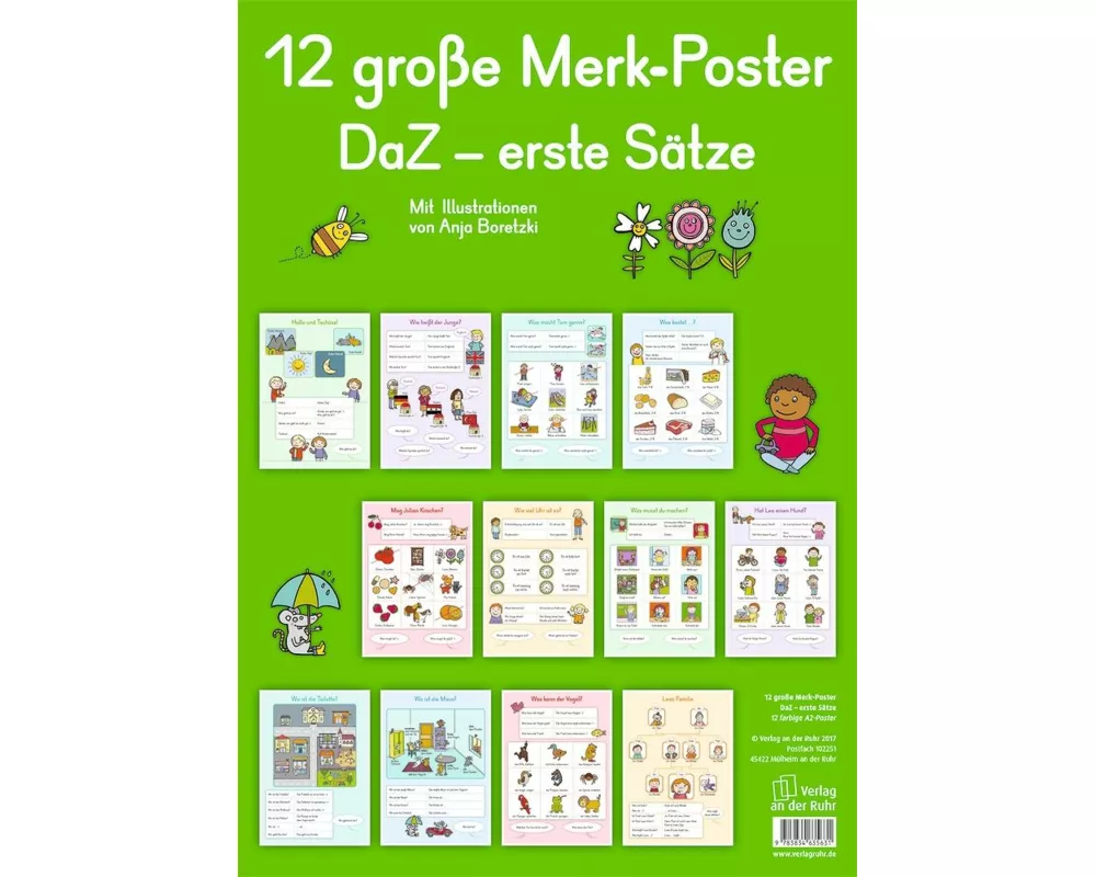 12 große Merk-Poster DaZ – erste Sätze