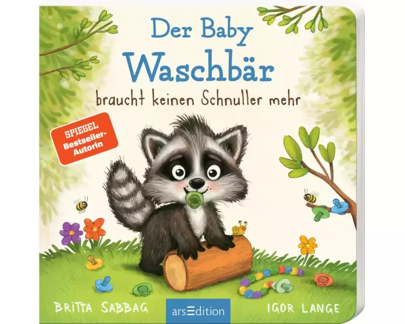 Der Baby Waschbär braucht keinen Schnuller mehr