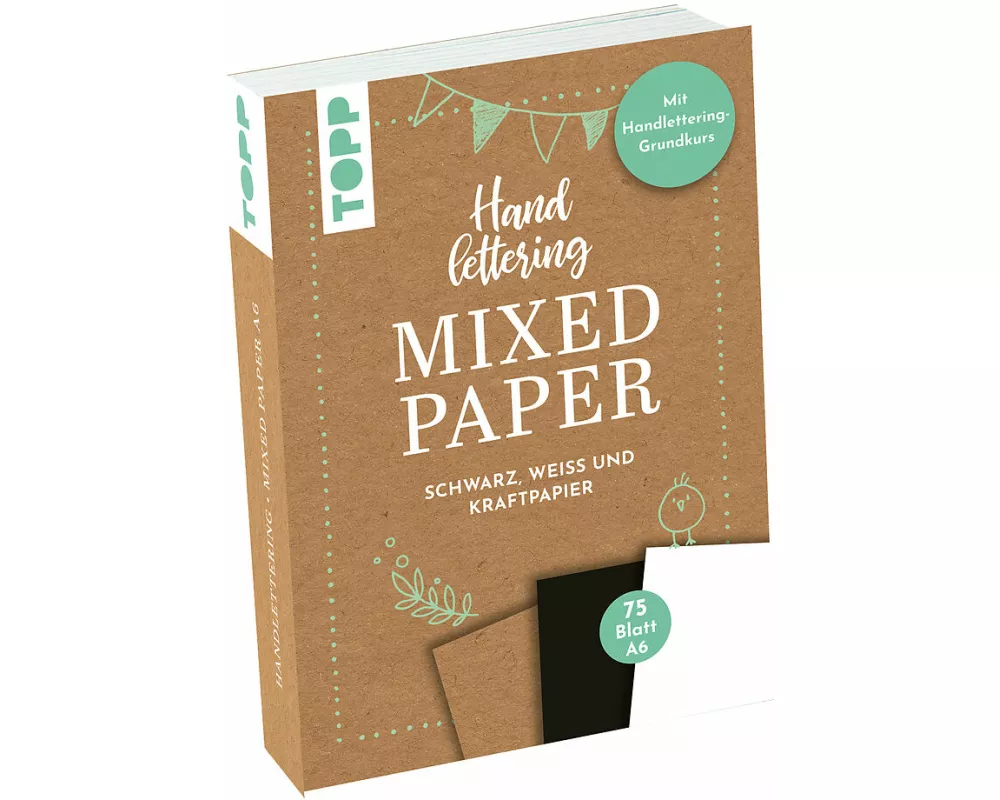 Handlettering Mixed Paper Block - Schwarz, Weiß, Kraftpapier - A6
