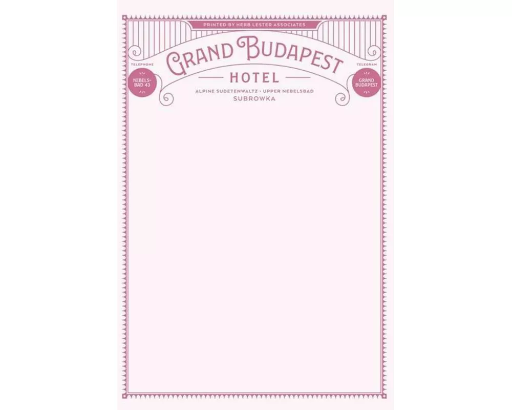 Fictional Hotel Notepads: Grand Budapest Hotel