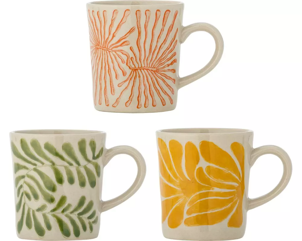 Bloomingville Teetasse Fauni 205 ml, 3 Stück, Grün/Gelb