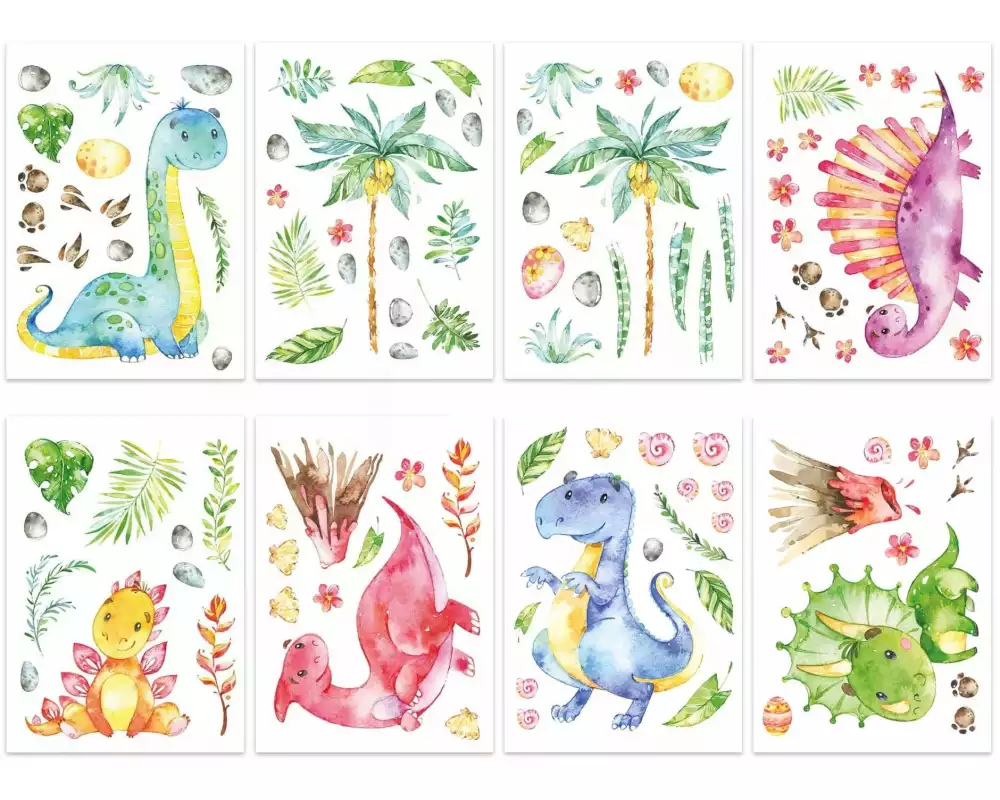 Papierdrachen Wandtattoo-Set Dinosaurier
