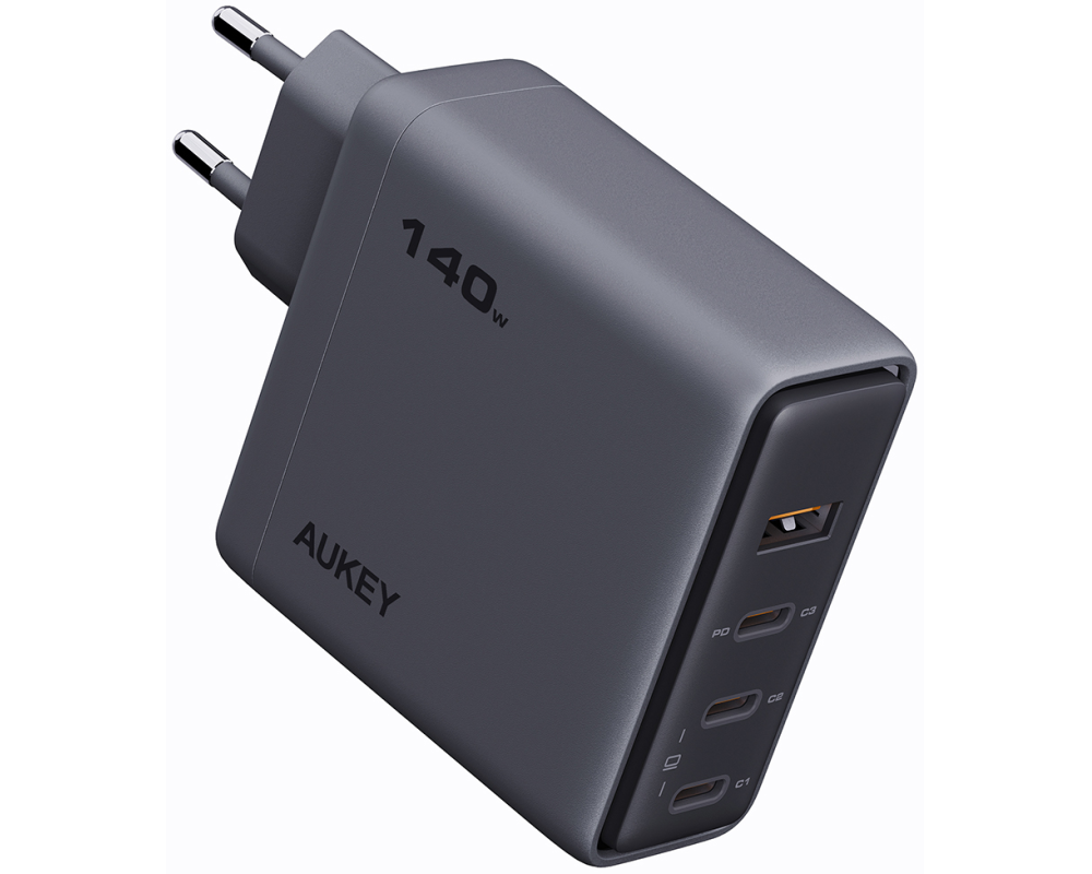 AUKEY Comet Mix 140W GaN PD PA-C6 3-Port, Wall Charger Grey