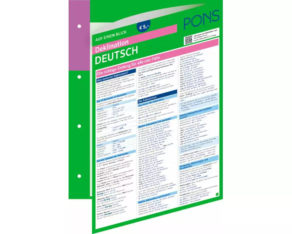 PONS Deklination Deutsch auf einen Blick
