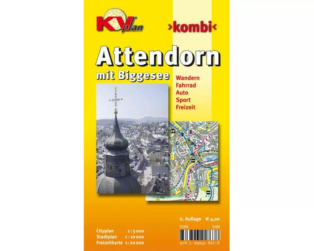 Attendorn mit Biggesee, KVplan, Wanderkarte/Radkarte/Stadtplan, 1:20.000 / 1:10.000 / 1:5.000