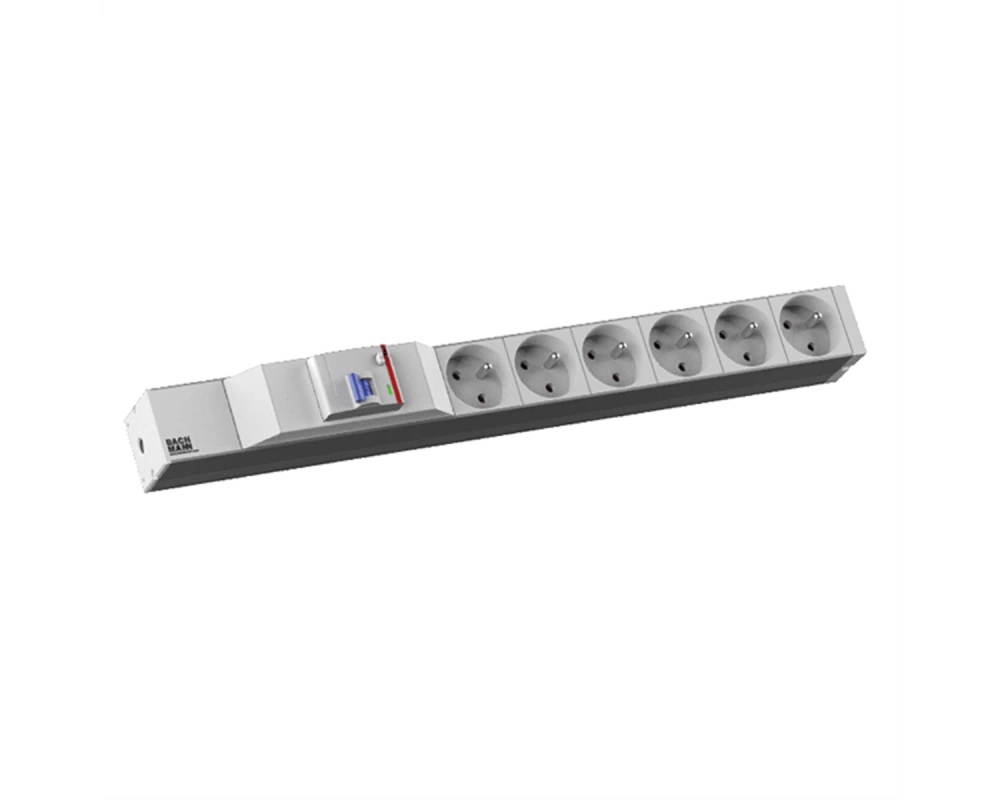 BACHMANN 19" 1HE 6xUTE 1xFI Strom 2,0m CEE7/7