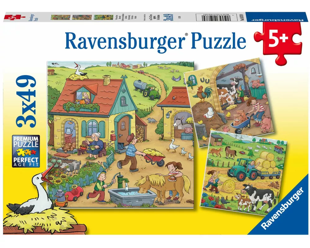 Kinderpuzzle 3x49 Teile - Viel los auf dem Bauernhof