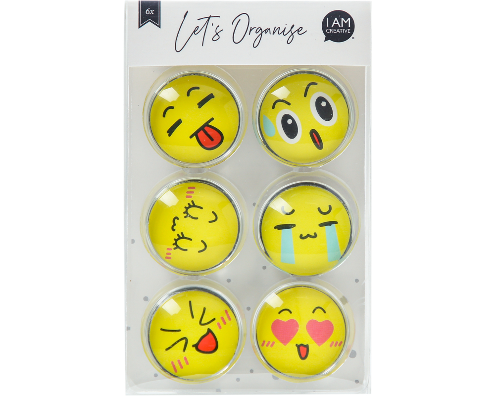 I AM CREATIVE Magnet Smiley Let`s Organize MAA4035.64 Glas, 30mm 6 Stück