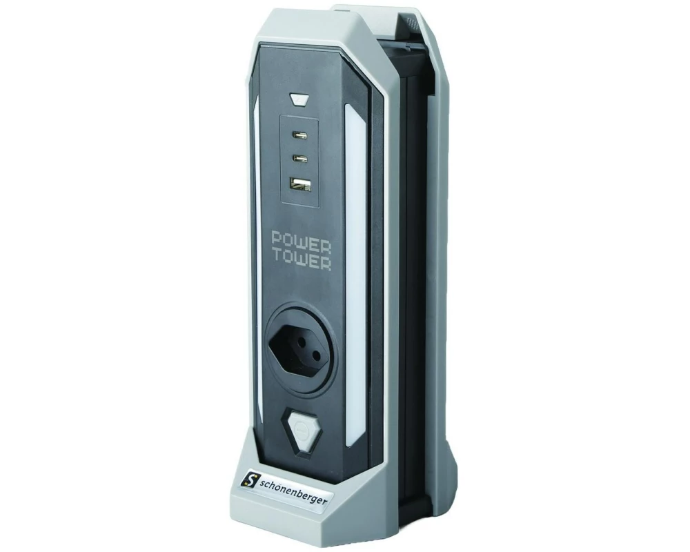 Schönenberger Power Tower 4 x T13 horizontal, 1 x USB-A, 2 x USB-C