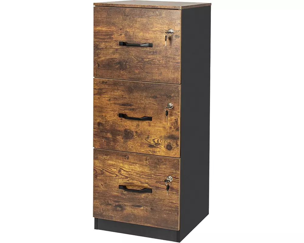 relaxdays Aktenschrank Hängeregister Braun-Schwarz Braun-Schwarz 40 x 40 x 103 cm