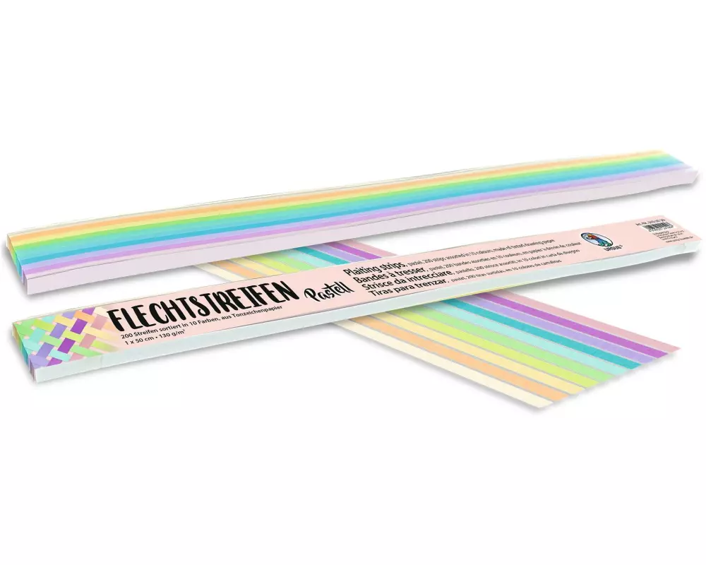 URSUS Bastelpapier Flechtstreifen 1 x 50 cm, 200 Stück, Pastell