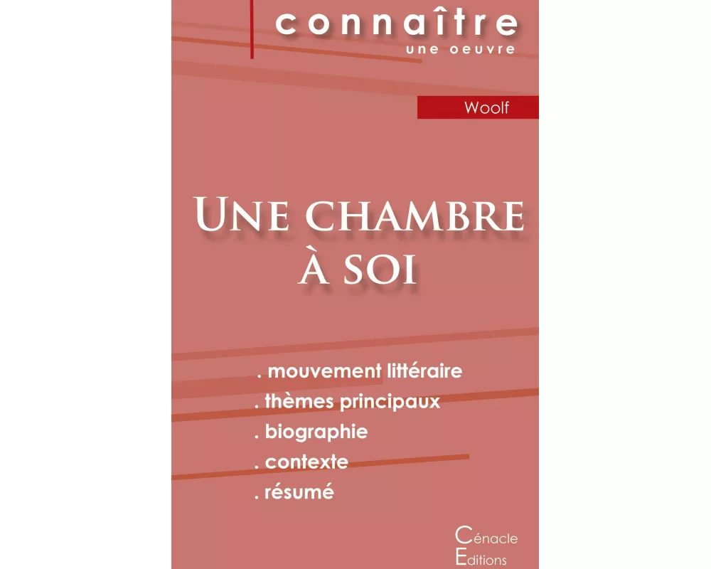 Fiche de lecture Une chambre à soi de Virginia Woolf (Analyse littéraire de référence et résumé complet)