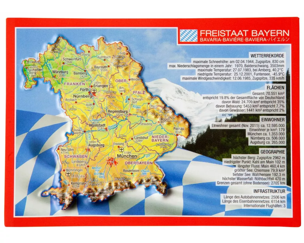 Reliefpostkarte Bayern