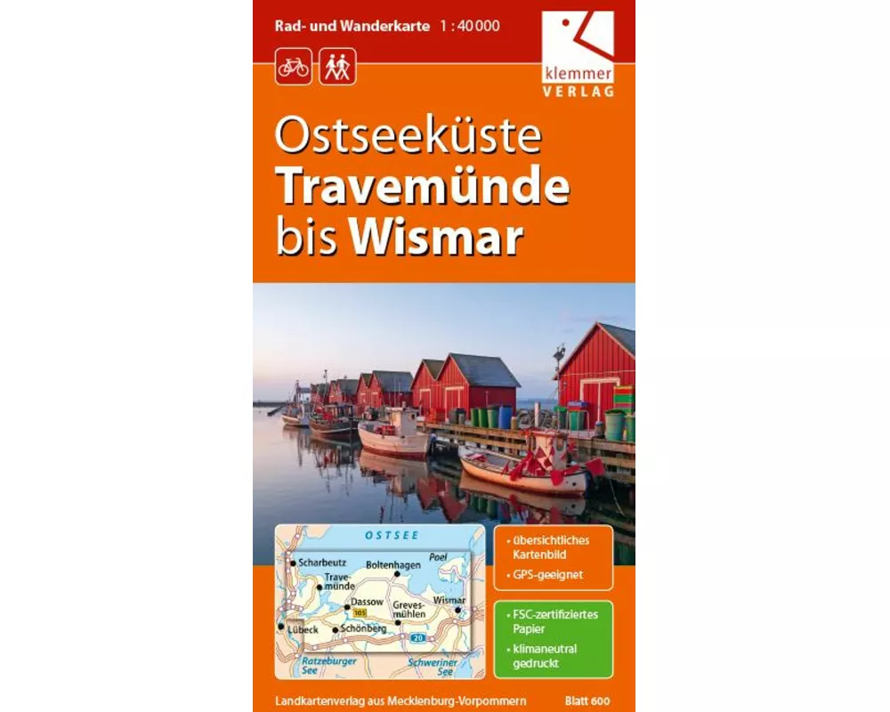Ostseeküste Travemünde bis Wismar Rad- und Wanderkarte 1 : 40 000