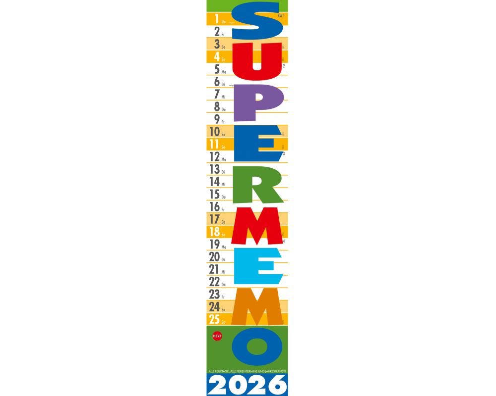 HEYE Planer Supermemo 2026 1587+26 1M/1S DE 17x85cm