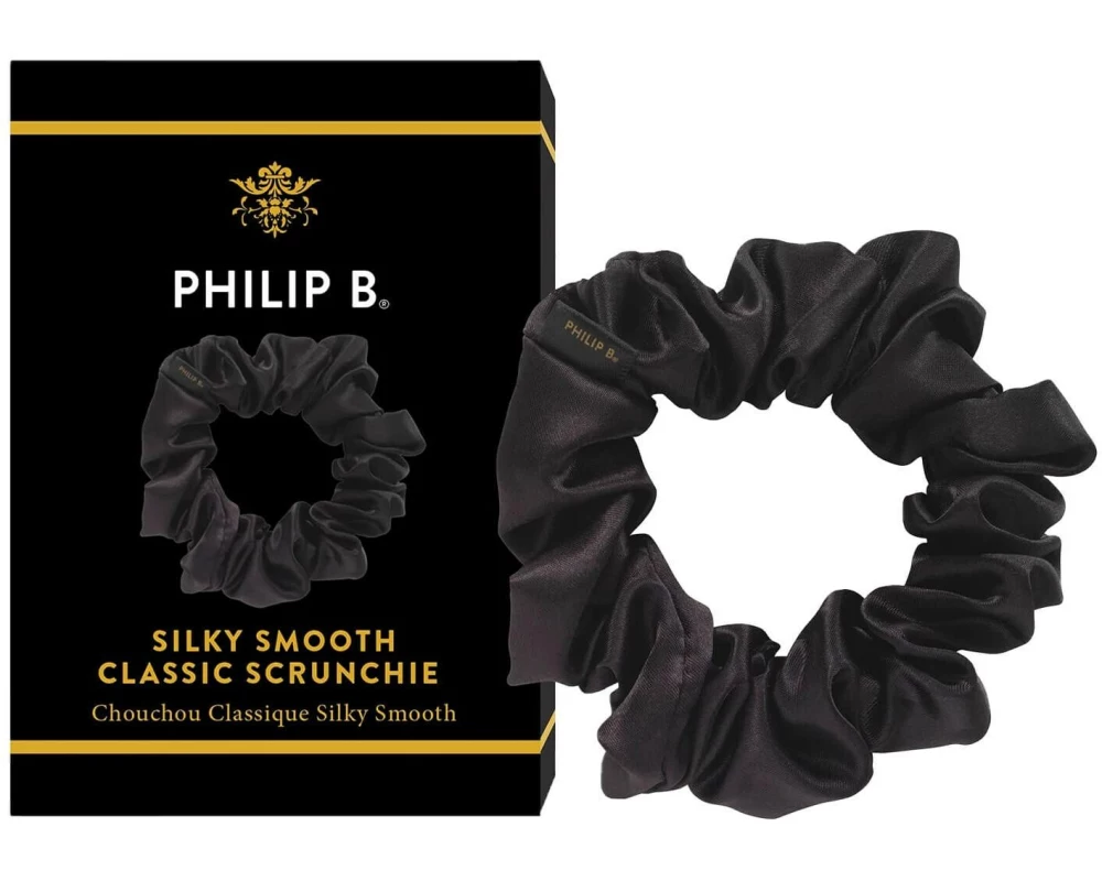 PHILIP B Classic Black Scrunchie Haargummi aus rPET Schwarz