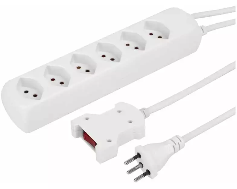 STEFFEN Steckdosenleiste POWER EASY 6xT13 mit Kabelschalter Weiss