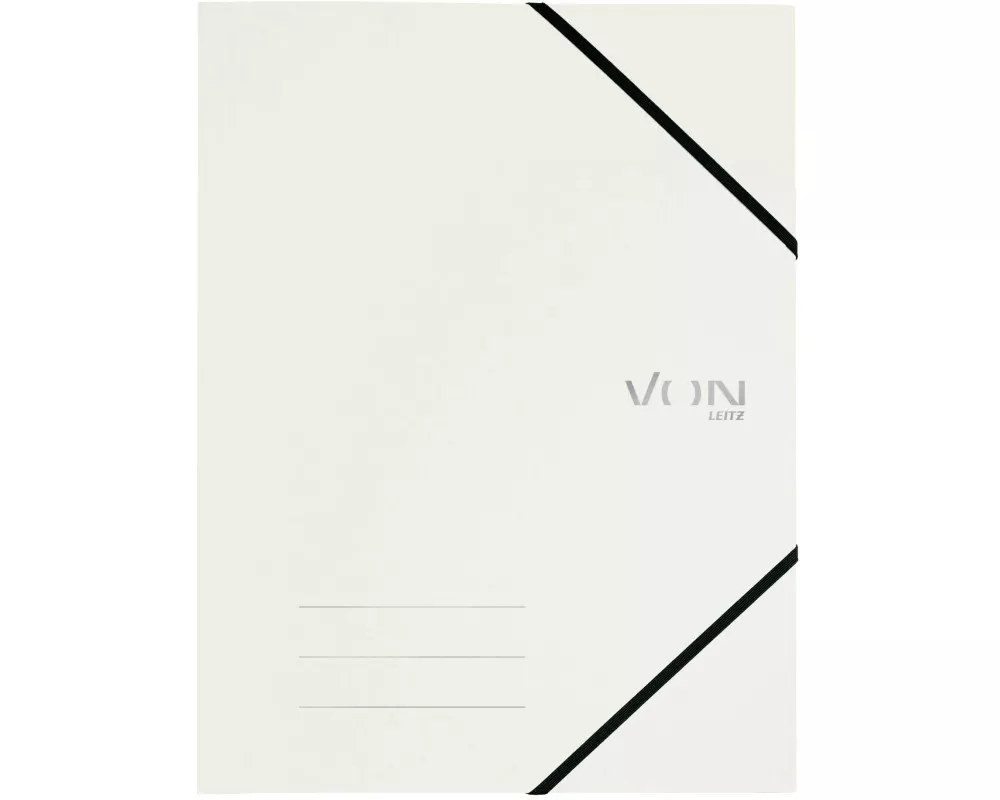 VON Gummibandmappe A4, Karton, Weiss, 5 Stück