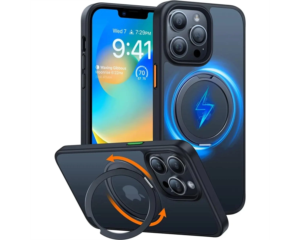 Torras UPRO Ostand Pro Schutzhülle, iPhone 13 Pro, MagSafe, schwarz