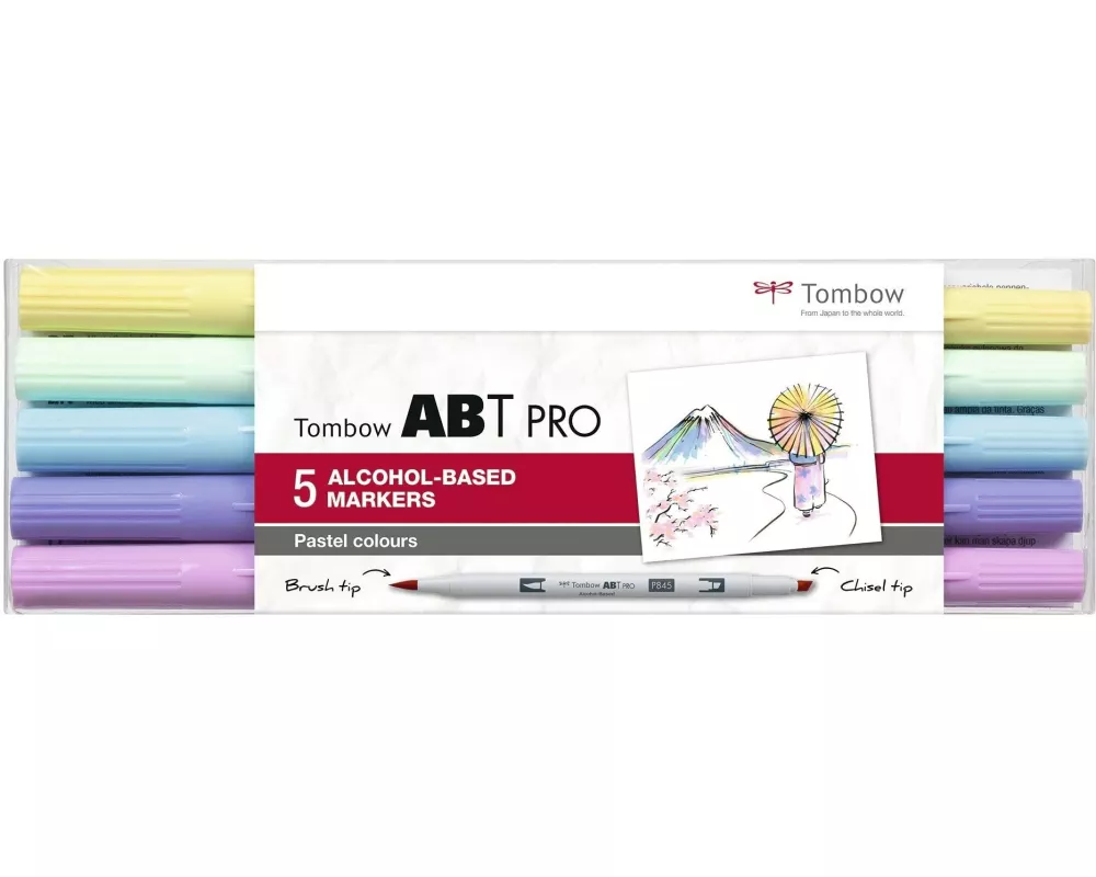 Tombow Brushpen Pastel Colors, mit Box, 5er-Set