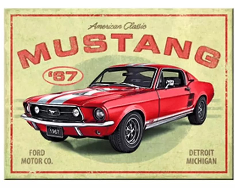 Nostalgic Art Haftmagnet Ford Mustang 1 Stück, Gelb/Rot