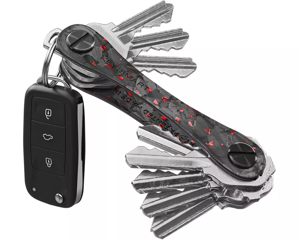 Keysmart Schlüsselhalter Red Forged Carbon, Schwarz / Rot