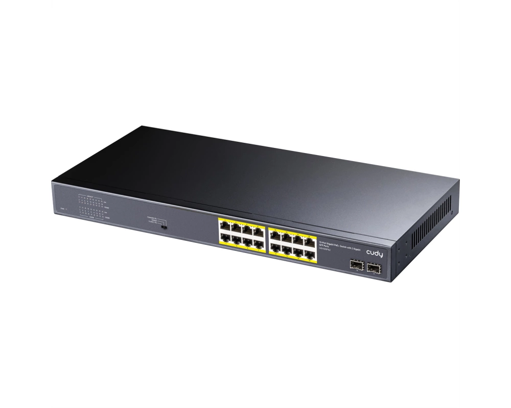 CUDY GS1020PS2 16-Port Gigabit PoE+ Switch 2 Gigabit SFP Ports 200W