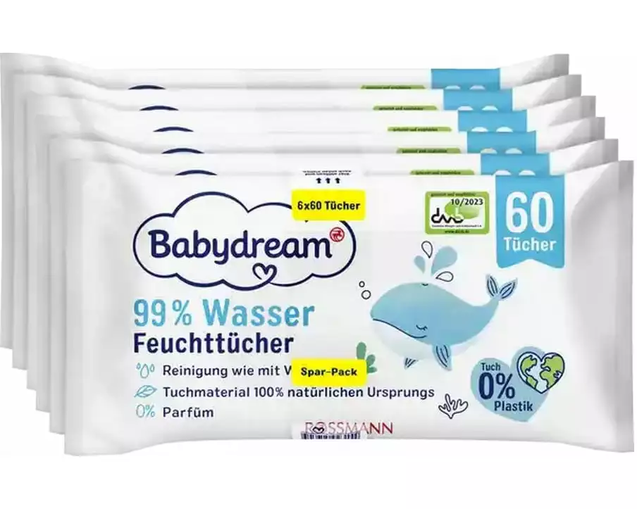 Babydream Feuchttücher 99% Wasser 6 X 60 Stück