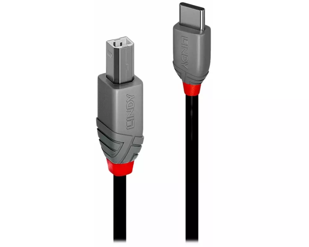 LINDY 1m, USB 2.0, Type C to B, Cable, Anthra, Line