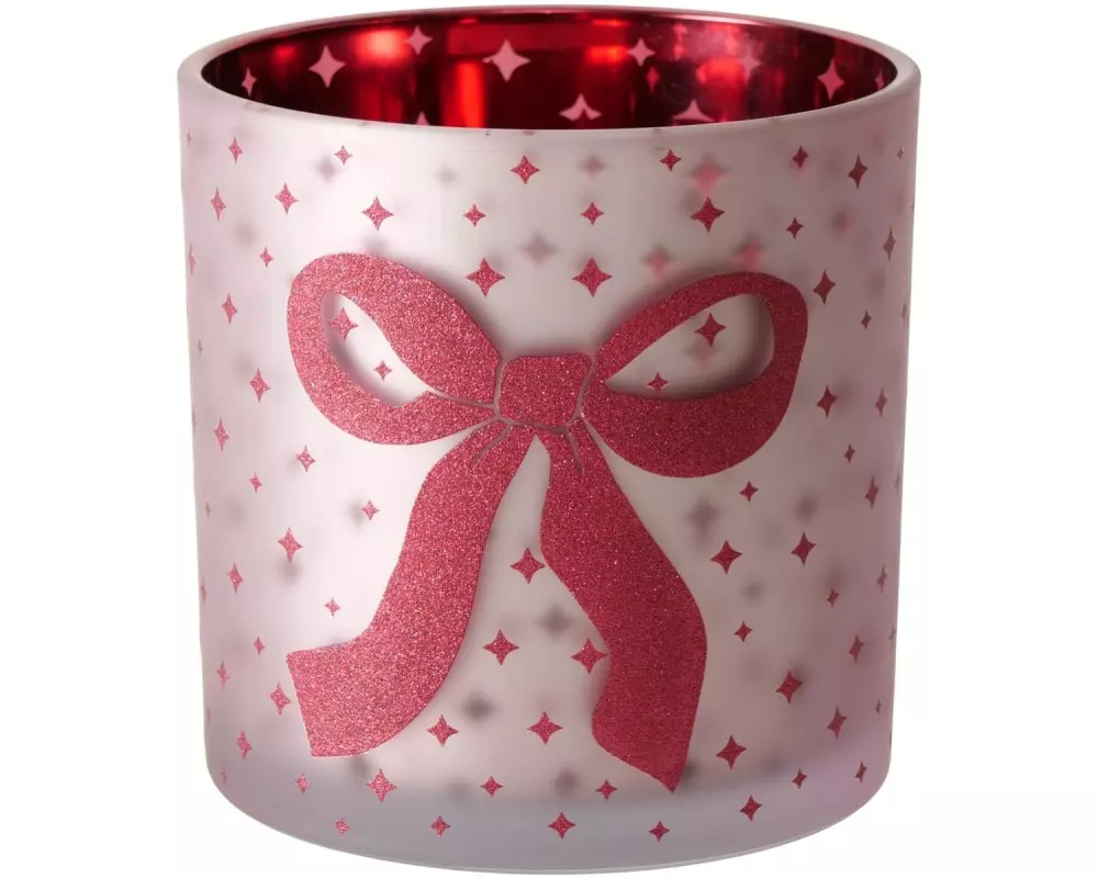 Boltze Weihnachtswindlicht Boucle Glas, 15 x 15 cm