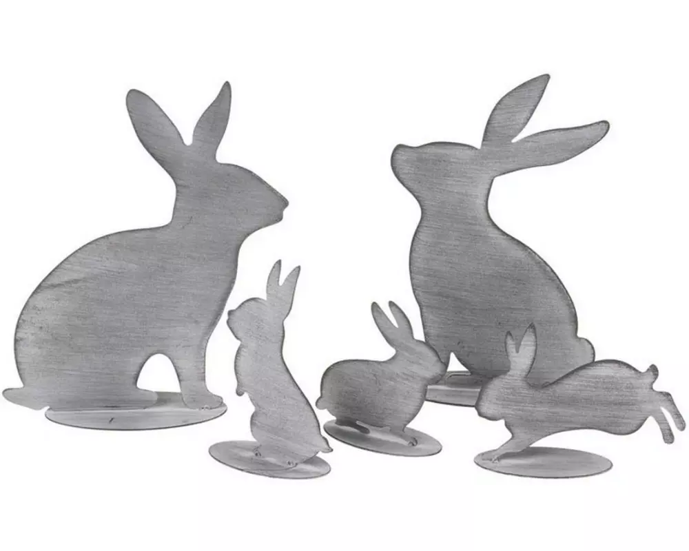 Opiflor Metallfigur Hasenfamilie 5-er Set, Silber