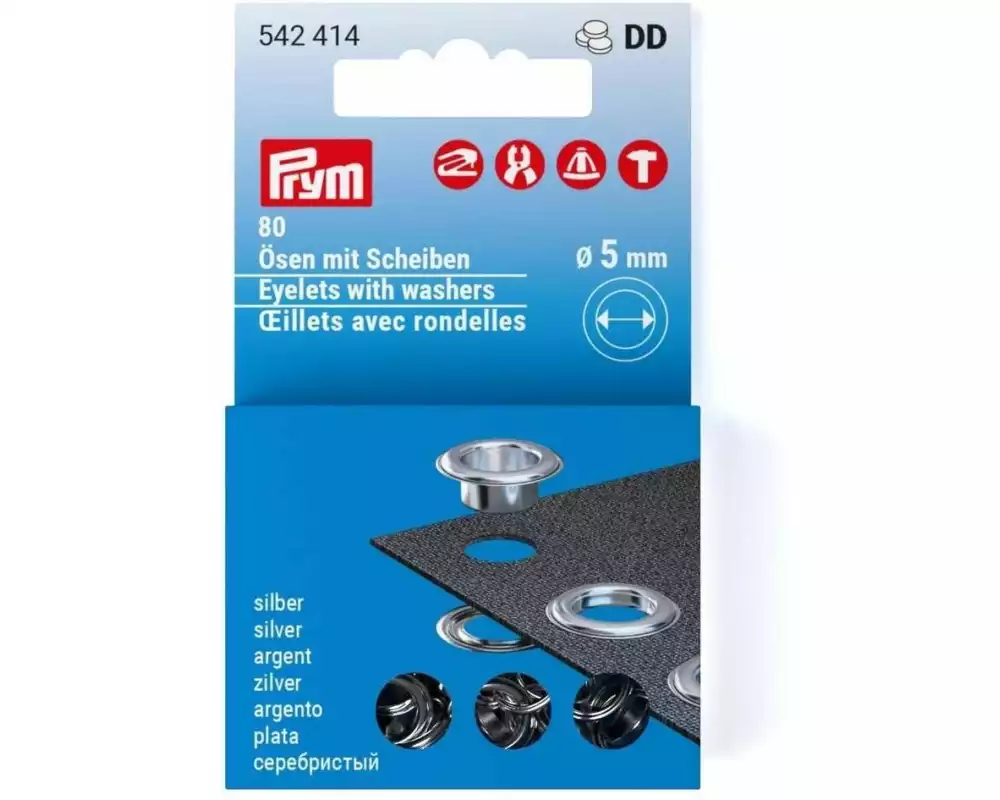 Prym Ösen mit Scheiben 80 Stück, Silber