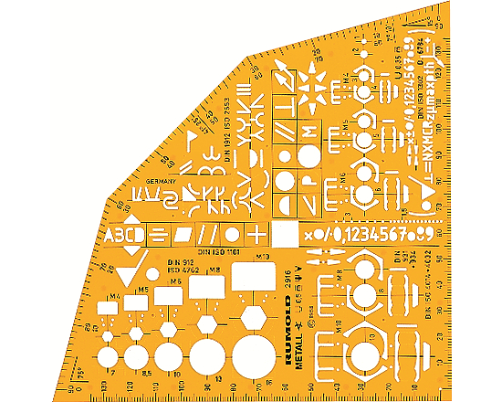 RUMOLD Ausbildungsschablone 2916 155x155x1,2mm orange/transp.
