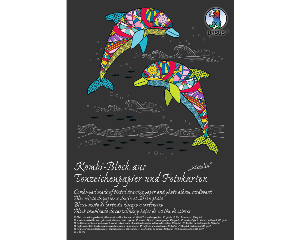 URSUS Kombi-Block 23x33cm 7770098SE 130g+300g, 25 Farben 30 Blatt