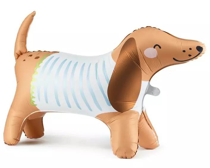 Partydeco Folienballon stehender Dackel Braun/Blau, 89 x 58 cm