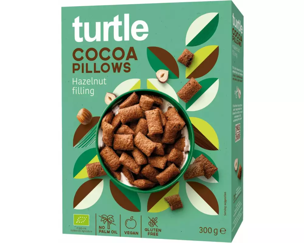 turtle Cerealien Bio Cocoa pillows with hazelnut filling 300 g