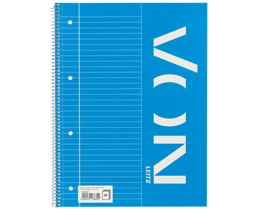 VON Notizblock A4 liniert, 80 Blatt, Blau, 5 Stück