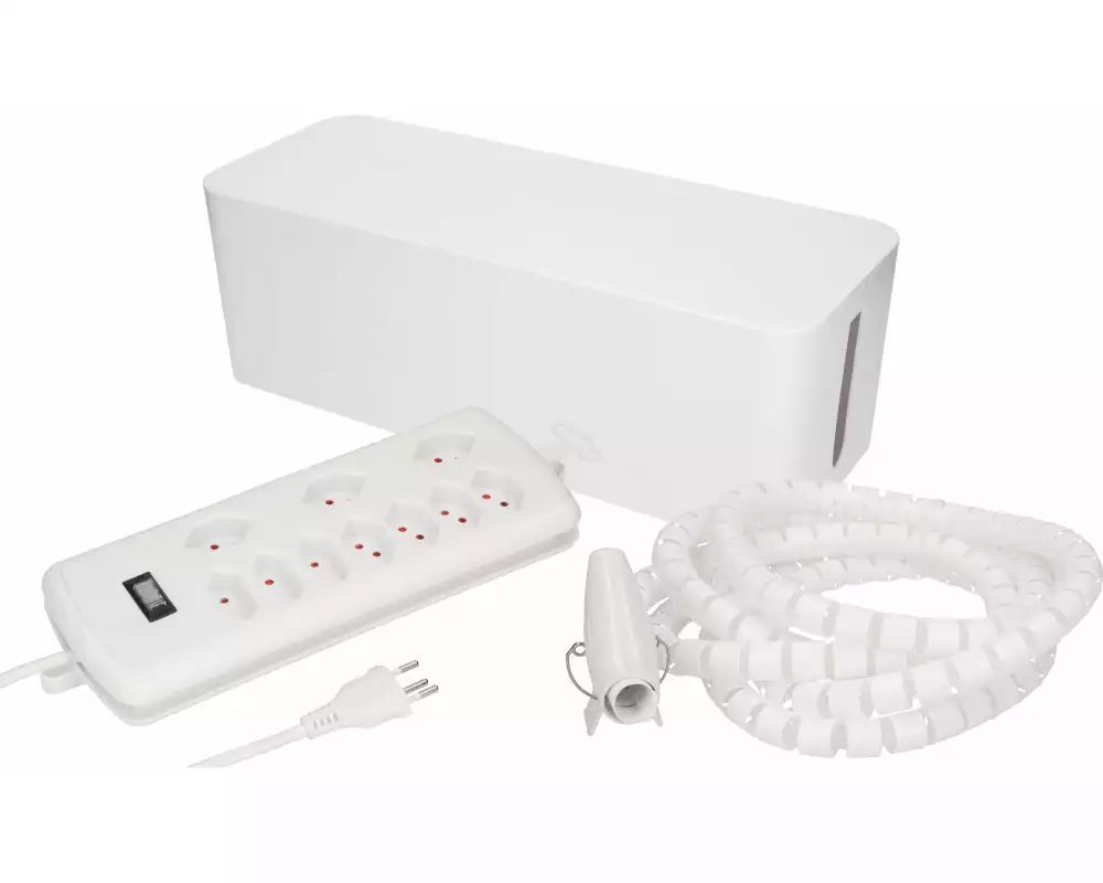 Max Hauri Kabelbox mit Steckerleiste 7x T13 Weiss