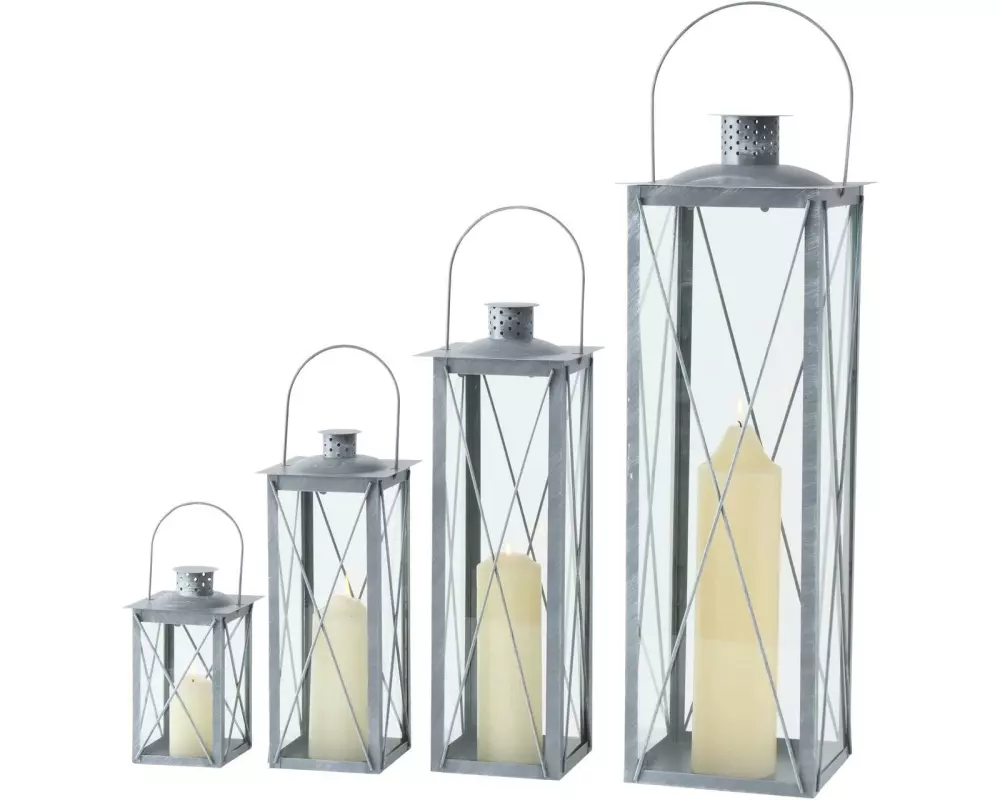 Boltze Laterne Farol 4-teilig, Grau/Transparent
