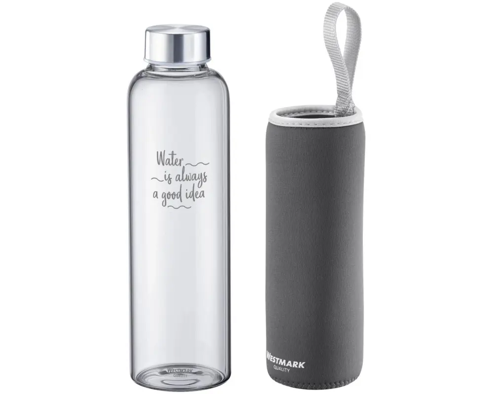 Westmark Trinkflasche Viva aus Glas 550 ml, Anthrazit