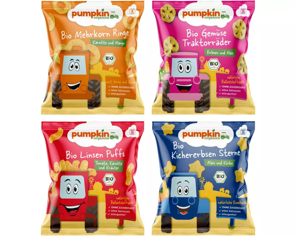 pumpkin organics Probierpaket Snacks / 4 Packungen