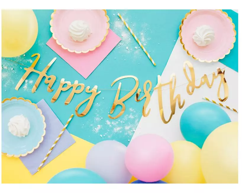 Partydeco Girlande Happy Birthday Gold, 16.5 x 62 cm
