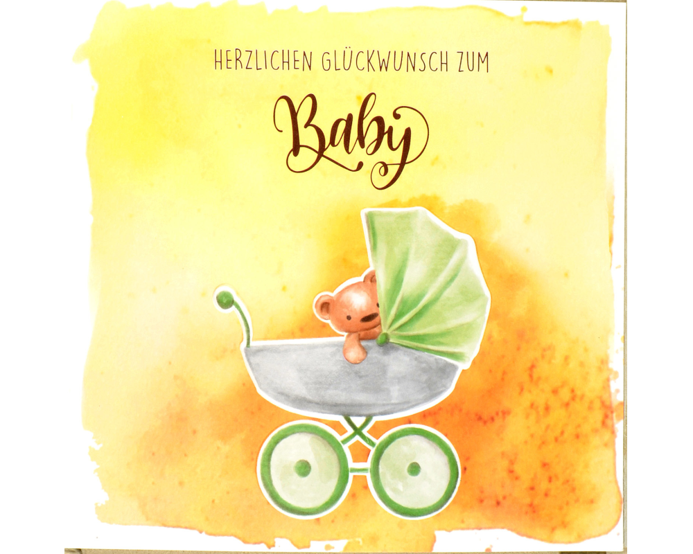 ABC Glückwunschkarte Kinderwagen 1120003800 15x15cm