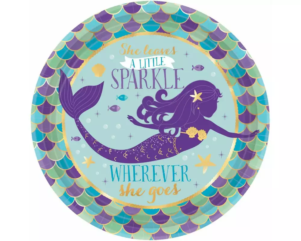 Amscan Einwegteller Meerjungfrau 23 cm, 8 Stück, Lila