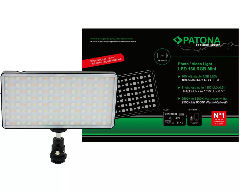 Patona Premium LED Foto und Videolicht 160