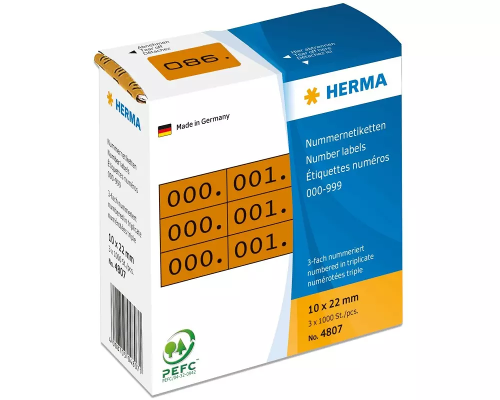 HERMA Nummer-Etiketten 4807 10 x 22 mm, Braun