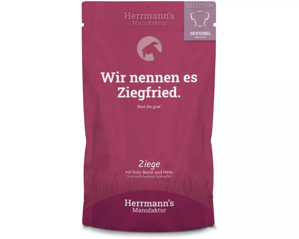 Herrmann's Nassfutter Sensibel Ziege 14 x 150 g, rote Beete und Hirse