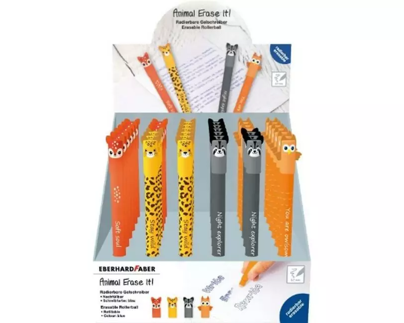 Eberhard Faber Gelschreiber Animal Erase it! 0.7 mm, Blau, 36 Stück