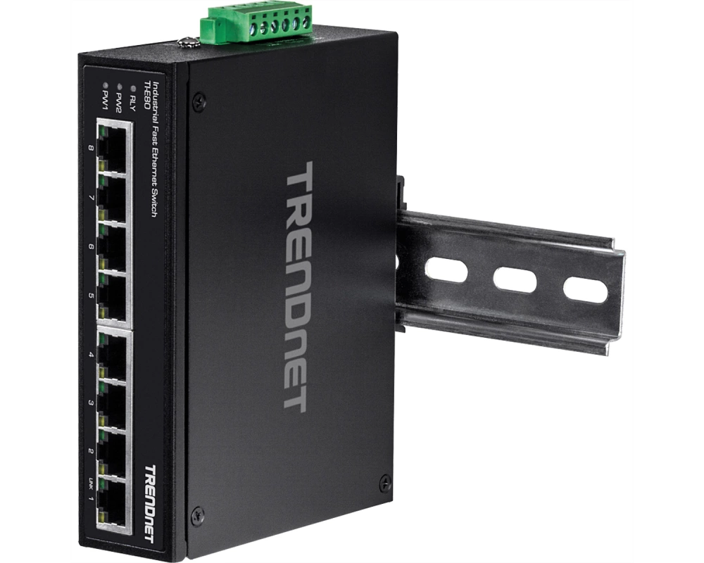 TRENDnet TI-E80 Industrial Fast Ethernet DIN-Rail Switch 8-Port